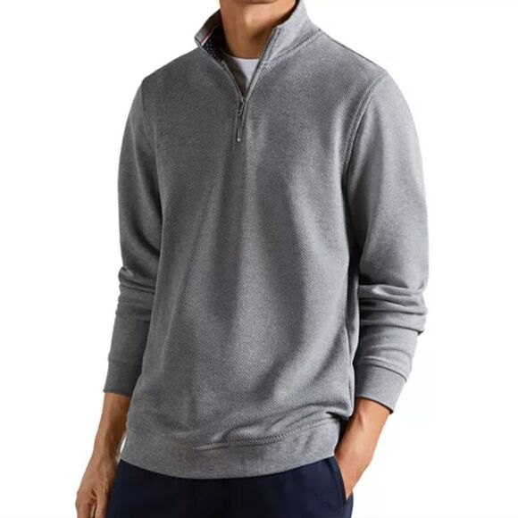 Ted Baker Long Sleeve Mock Neck Top Zip Gray Sweater Size 6 - Picture 1 of 7